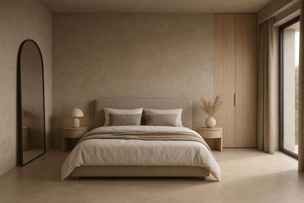 Chambre minimaliste et lumineuse