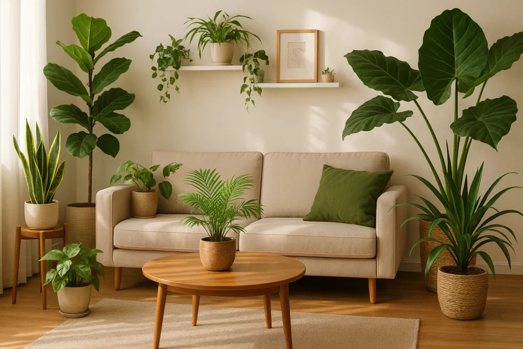 salon et plantes vertes